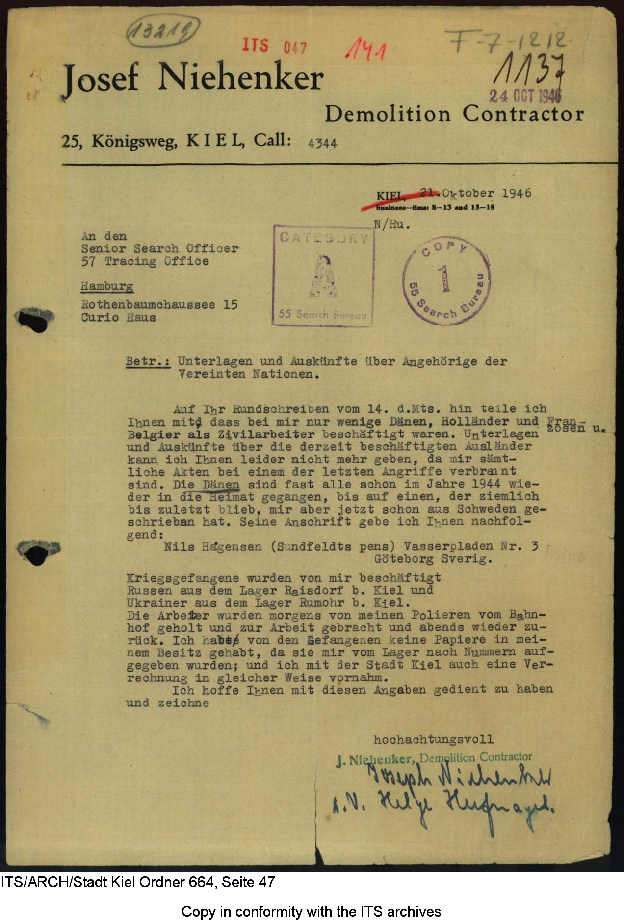 Der Bericht des Kieler Unternehmers Josef Niehenker